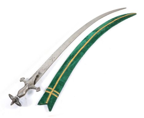 A Late 18th /Early 19th Century Indian Talwar, the 82cm single edge shamshir blade stamped with crescent moons and stars, the