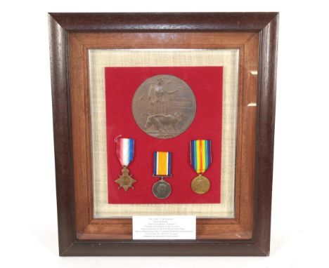 A First World War Casualty Trio and Memorial Plaque to Pte Charles William Rainbird Essex Regiment1914/15 Star - 22582 Pte C 