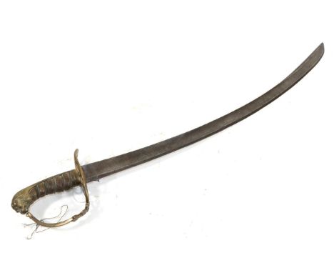 A George III 1803 Pattern Infantry Officer's Sword, the 81cm single edge curved and fullered steel blade faintly engraved wit