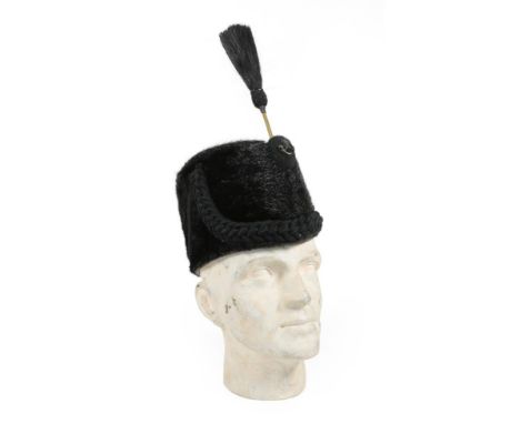 An Inter-war OR's Sealskin Busby to 5th (Rifle) Bn the King's Liverpool Regiment, with black wool top, black corded boss set 