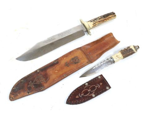 A 20th Century Bowie Knife, the 26cm clip point steel blade laser etched George Wolstenholm & Son Ltd, WASHINGTON WORKS, SHEF