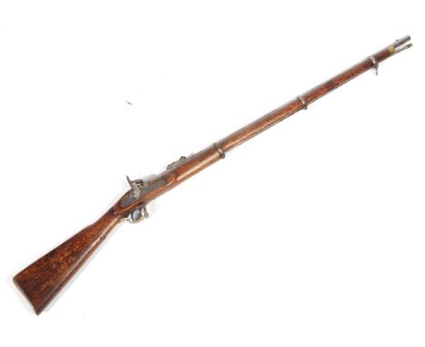 A Victorian 1853 Pattern Tower Percussion Three Band Rifle  Musket, .577 calibre, the 99cm steel barrel with hinged ladder re