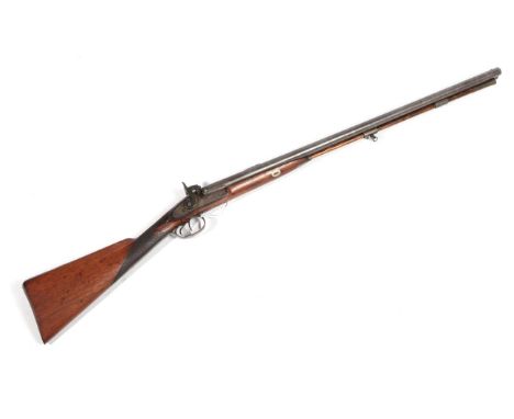 A 19th Century Double Barrel 18 Bore Percussion Sporting Gun by Marshall of Northallerton, the 75cm damascus steel barrels wi