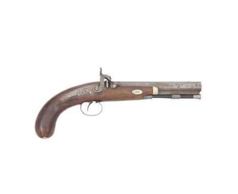 A 28-Bore Percussion Duelling Or Target Pistol Signed Thos. Lee, London, Dated 1840 With browned twist octagonal sighted barr