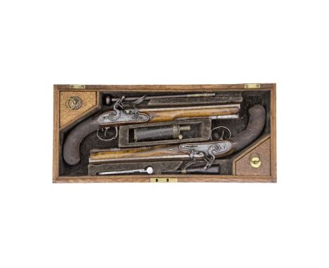 A Cased Pair Of 28-Bore Flintlock Duelling Pistols By H.W. Mortimer, London, Gun-Maker To His Majesty, Late 18th Century Expe