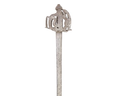A Scottish Basket-Hilted BroadswordLast Quarter Of The 17th CenturyWith tapering double-edged blade (old edge nicks) incised 