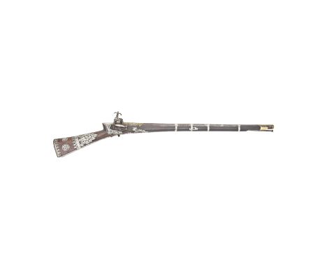 A Turkish 18-Bore Miquelet-Lock Silver-Mounted Rifle (Shishana) Tughra Silver Marks, Late 18th/Early 19th Century With russet