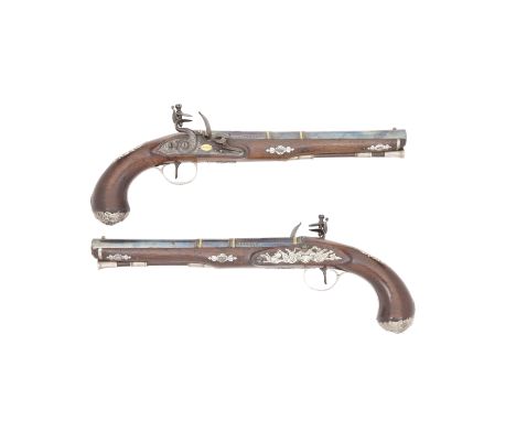 A Fine And Rare Pair Of 11-Bore Flintlock Silver-Mounted Holster Pistols Of Presentation Quality  By Knubley, Charing Cross, 