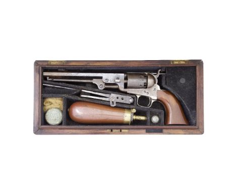 A Cased Colt 1851 Model Navy Percussion Revolver No. 37629 For 1855 With blued octagonal sighted barrel (some loss of finish)