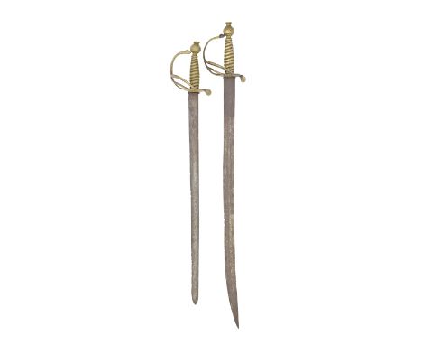 A 1751 Pattern Sword Of The Jersey Militia, And Another Of The Huntingdon MilitiaBoth Circa 1760The first with straight fulle