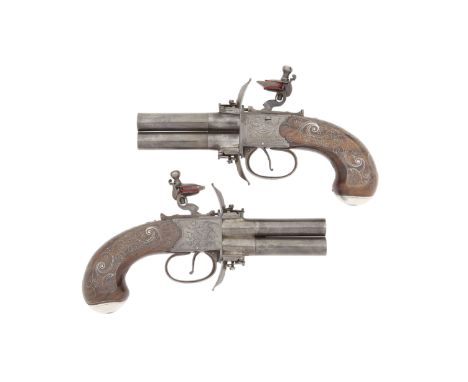 A Rare Pair Of 54-Bore Flintlock Turn-Over Pistols By Bourne &amp; Hawkins, London, Birmingham Silver Hallmarks For 1783, Mak