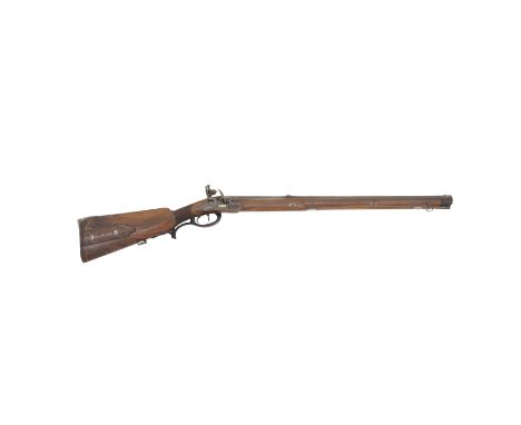 A German .577 (25-Bore) Flintlock Sporting Rifle  By V.D. Fecht. Jun: A. Berlin., Circa 1815 With browned swamped octagonal l