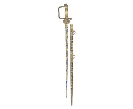 A Rare Silver-Gilt Mounted Naval Sword Presented By J. Poyyer To G. Harnage In 1822London Silver Hallmarks For 1822, Maker's 