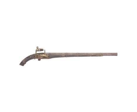 A Daghestani 40-Bore Miquelet-Lock Rifled Pistol  Mid-19th Century, Probably Kubachi With slender two-stage barrel retained b
