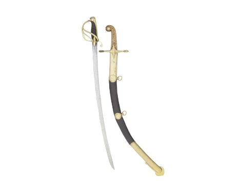 A French 1st Empire Light Cavalry Officer's Sabre Early 19th Century Of regulation pattern, with curved fullered blade (pitte