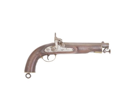 An 18-Bore Percussion East India Government Service PistolDated 1869Of regulation pattern, the bright dated lock stamped 'BIR