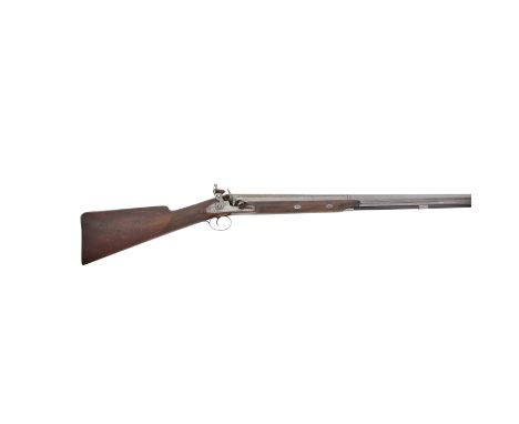 A Rare 8-Bore Flintlock Wildfowling Gun  By Staudenmayer, London, No. 1732, Circa 1820 With rebrowned twist two-stage barrel 