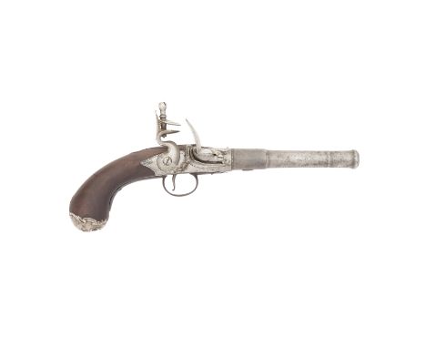 A 25-Bore Flintlock Turn-Off Pistol By Lewis (Louis) Barbar Of London, Circa 1730 With cannon barrel, breech engraved with a 