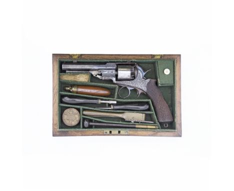 A Cased 90-Bore Percussion Pryce &amp; Cashmore (Daw) Patent Double-Action Five-Shot Revolver Retailed By Alex.r Henry, Edinb