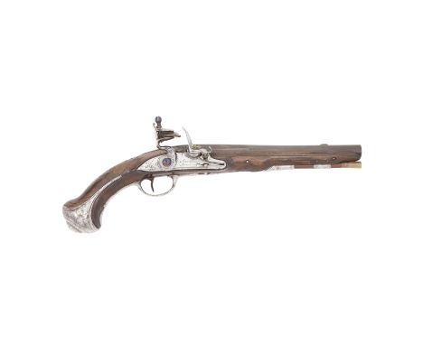 A French 25-Bore Flintlock Pistol By Barthelemy Bourlier Of St. Etienne, Mid-18th Century With recoloured slightly shortened 