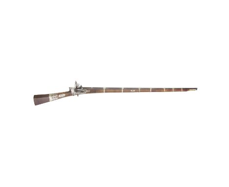 A Turkish 16-Bore Miquelet-Lock Silver-Mounted Gun (Shishana) Late 18th/Early 19th Century With russet twist octagonal barrel