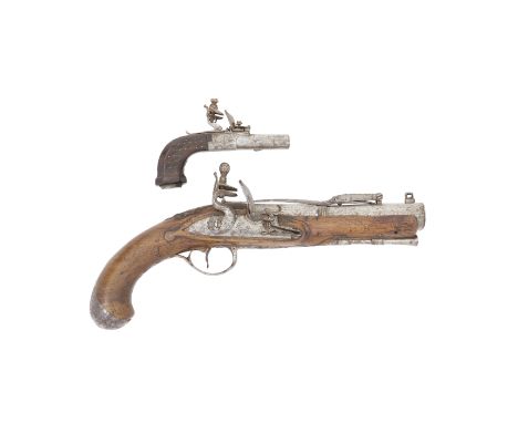 A Flemish Flintlock Blunderbuss-Pistol With Spring Bayonet, And A Flemish Flintlock Box-Lock Pocket Pistol The First Signed R