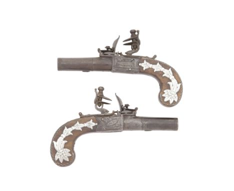 A Pair Of 54-Bore Flintlock Box-Lock Pocket Pistols By J. &amp; W. Richards, London, Circa 1800 With turn-off barrels each en