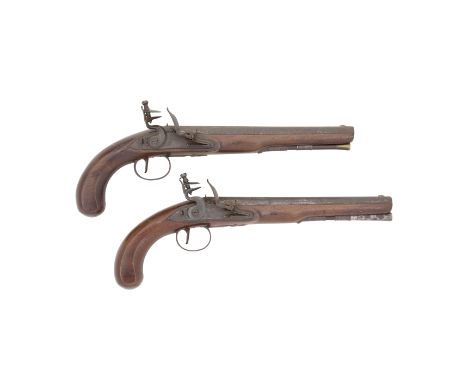 A Pair Of 40-Bore Flintlock Duelling Pistols  By Robert Wogdon, London, Circa 1775 With sighted barrels each with bent bore, 