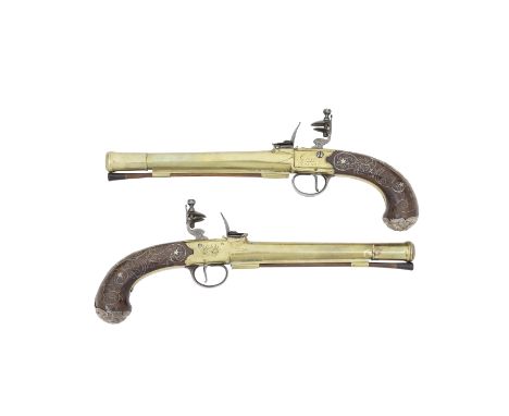 A Large Pair Of Flintlock Box-Lock Pistols By Grice, London, Birmingham Silver Hallmarks For 1781, Maker's Mark Probably Of W