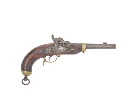 A Prussian 18-Bore Percussion 1850 Model Cavalry Pistol Dated 1851 and 1860 Of regulation pattern, dated octagonal breech sta