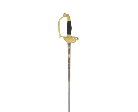 A French 1st Empire Light Cavalry Officer's Dress Sword Or EpéeEarly 19th CenturyWith sharply tapering blade of hollow triang