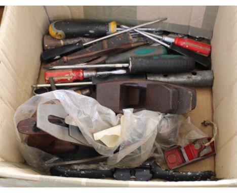 An assortment of work shop tools including block planes etc