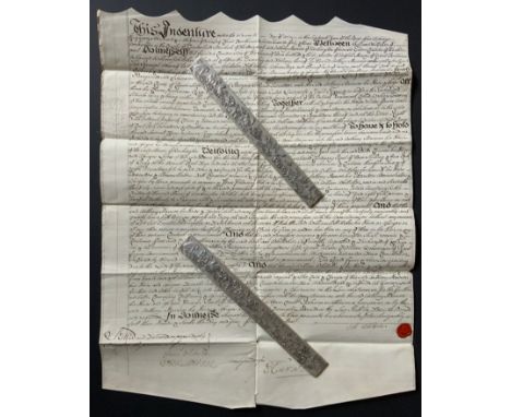 ANTIQUE MANUSCRIPT INDENTURE 1743 CUMBERLAND