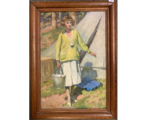 Dame Laura Knight  DBE. RA. RWS. (1877 - 1970)Fetching water.Oil on canvasCanvas measurements; Height 48.5 cm, Width 33.5 cmA