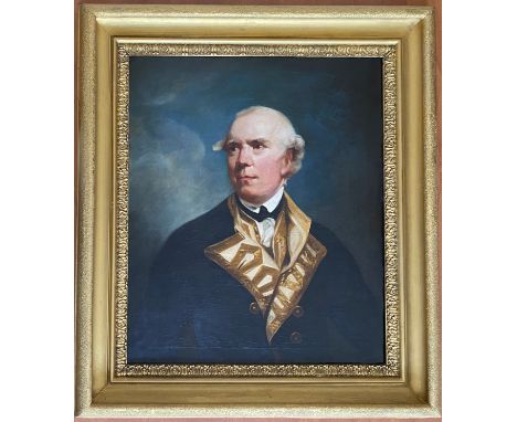 Studio of Joshua Reynolds 1723-1792. British. Oil on canvas. “Portrait of Admiral Barrington”. Reynolds was known to have pai