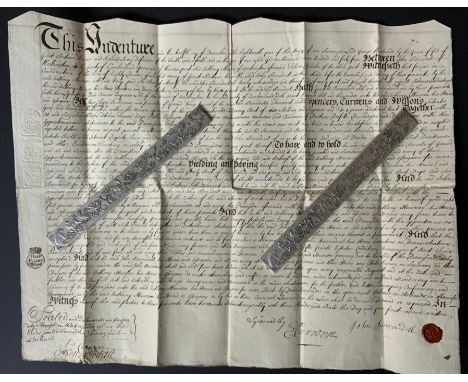 ANTIQUE MANUSCRIPT INDENTURE 1744 CUMBERLAND