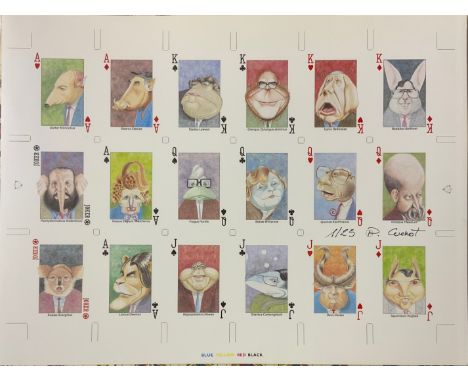 PLAYING POLITICS '87 OR JUNGLE PARTIES UNCUT SHEET SIGNED BY PATRICK CUENOT LIMITED EDITION 1/25