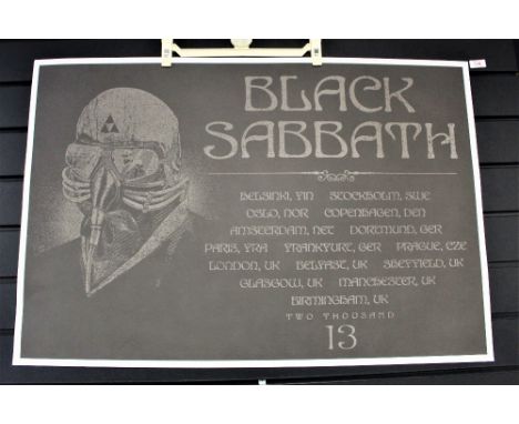 A heavy card poster for Black Sabbath's 2013  tour, plus set list and ticket for the Glasgow gig- great item in excellent con