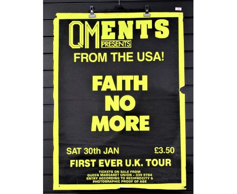 A poster for Faith No More's debut UK Tour, where they played small venues with the original line up including Chuck Mosley. 