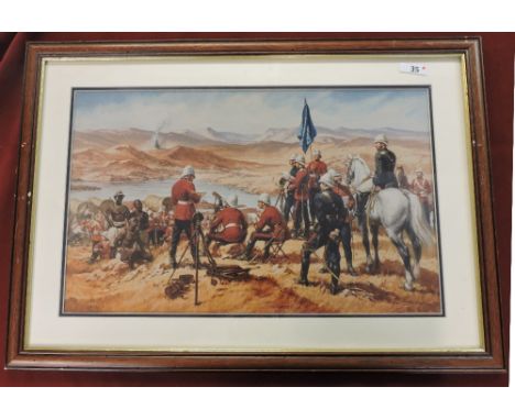 Boer War Colour Print of a painting by Peter Ambel dated 1992. Framed and glazed 24" x 18"