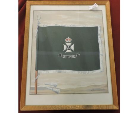 The Garhwal Rifles - Boys Company outstanding signed print of the standard by Cameron, framed and glazed. 15" x 25"