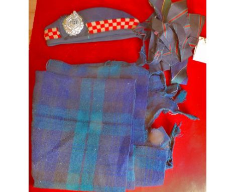 Argyll and Sutherland Highlanders Regimental Tartan, comes with its Glengarry with its badge and two regimental ties. Has a p