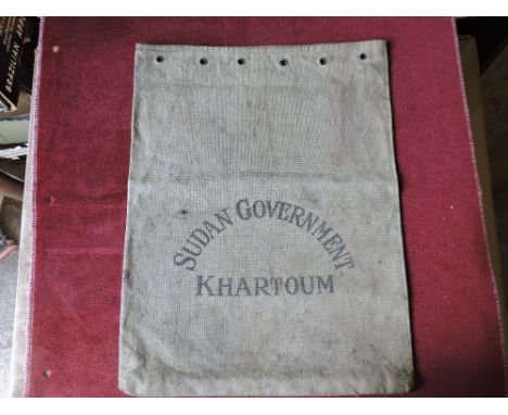 Vintage Sudan Government Khartoum Mailbag c.1941.  Small 14" x 1".  In excellent condition.
