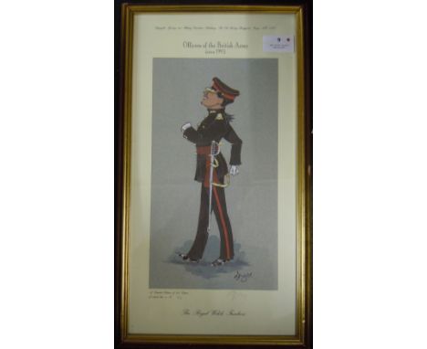 Officers of the British Army - "The Royal Welch Fusiliers". Limited edition framed print. Signed and glazed 8" x 14"