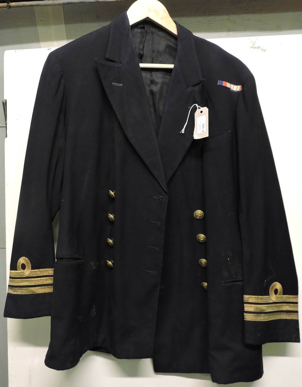 Wwii Royal Navy Captains Uniform Jacket With Wwii Medal Ribbons. Scarce