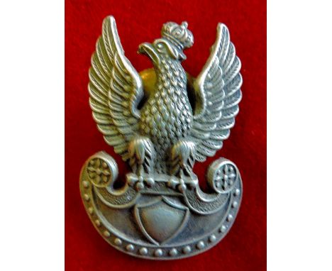 WWII  Polish Free Army cap badge, White Metal, Scarce.
