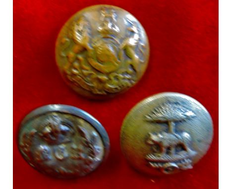 WW1 Buttons (3) Two general service buttons and a Canadian (Brandon, Manitoba) Artillery Button.