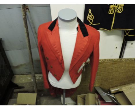 Vintage Red Livery Tailcoat, with green collar and brass buttons. Small size