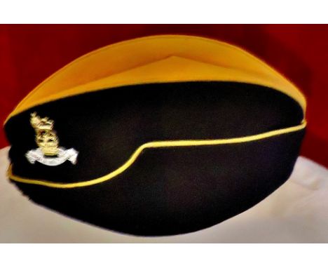 Royal Army Pay Corps F.S. Cap (side cap), dark blue, cream crown and piping, silk effect lining, velvet sweatband, Staybrite 