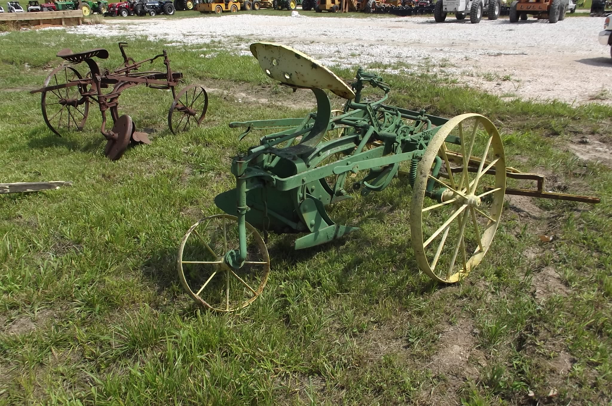 Antique John Deere 2row Plow 3 horse drawn Team